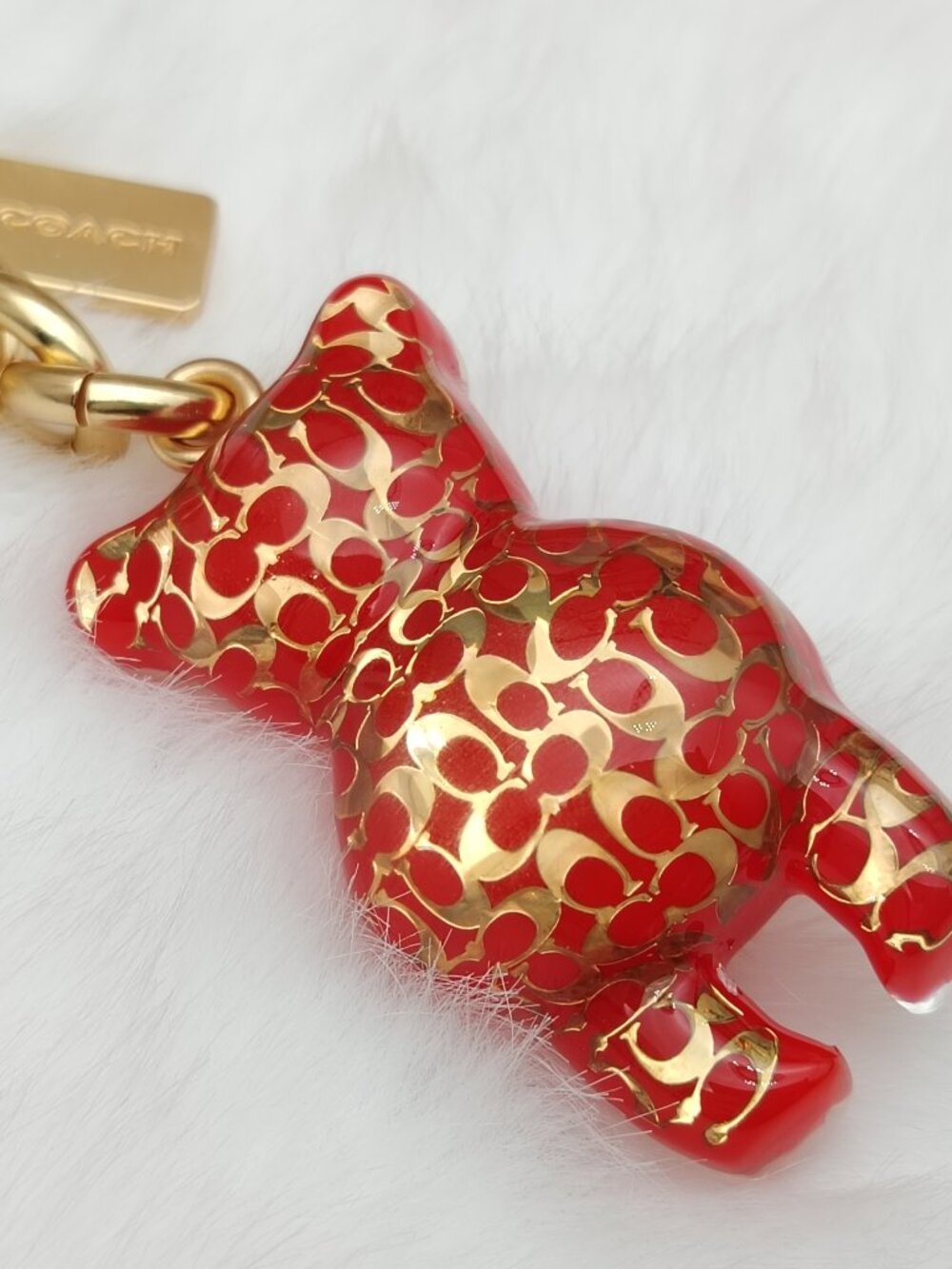 Coach Resin Gummy Bear Bag Charm Gold/Wine CK062 Keychain Coach Bag Accessories - Picture 5 of 8